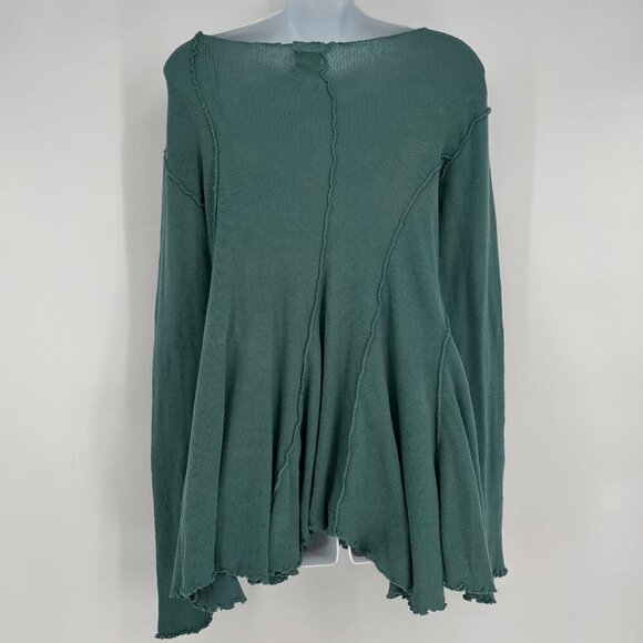 We The Free Teal Long Sleeve Asymmetrical Hem Top - Picture 3 of 9